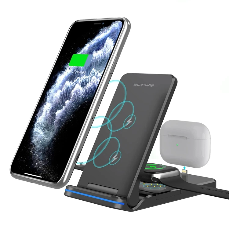 2022  Factory Price Foldable High Quality  15w 3 In 1 Wireless Charger For Iphone 13 12 11 For Samsung Galaxy Note 20
