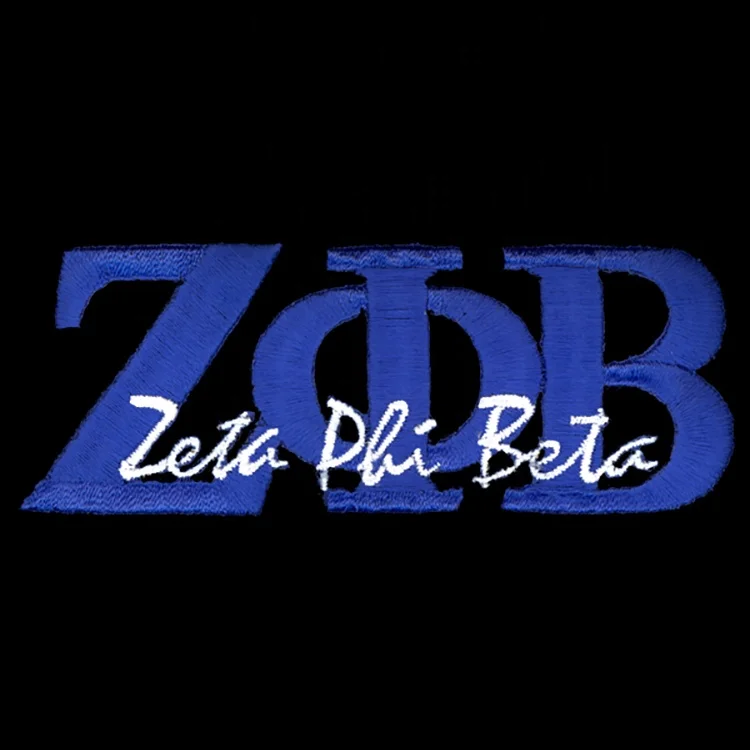 Greek embroidered patch Zeta Phi Beta White Individuel Letters Emblem Set