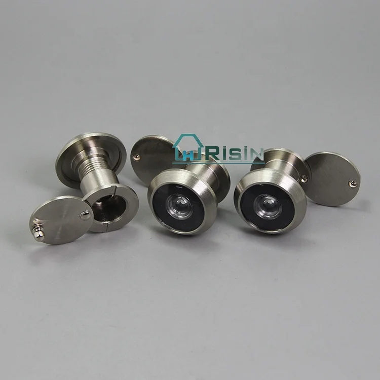 Brass thin door viewer with glass lens