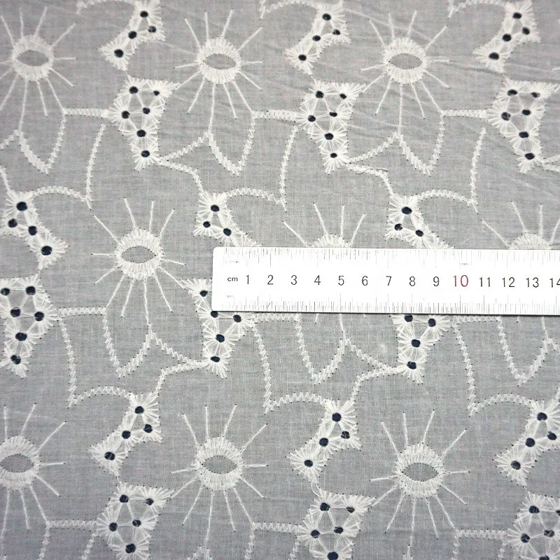 Pure Cotton Embroidered Cotton Cloth Lace Full-Scale Hollow Outdubai Fabric Embroidery