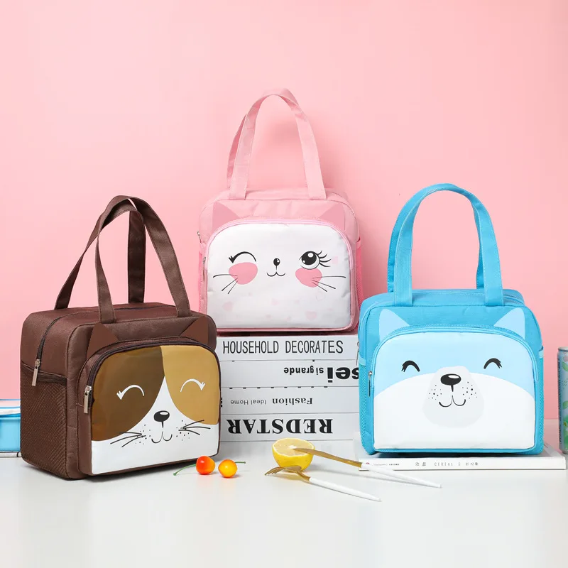 Wholesale Custom Logo Cute Cartoon Oxford Polyester Tote Cooler Lunch Bag Insulated for School Kids