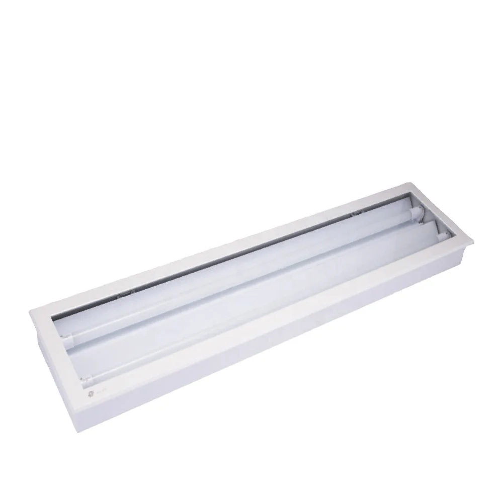 
clean room commercial ceiling recssed LED T5 T8 twin tube industrial fluorescent led light fittings fixture 
