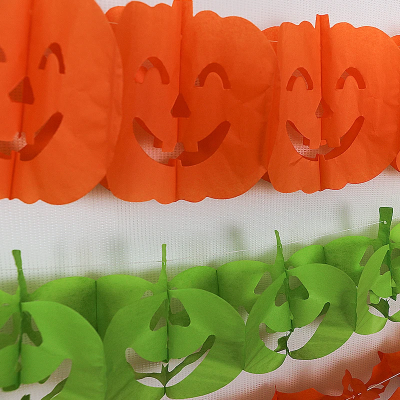 EAST TERN Halloween Tissue Paper Garland Party Decoration Hanging Backdrop pumpkin, ghost, human skeleton, spider and bat