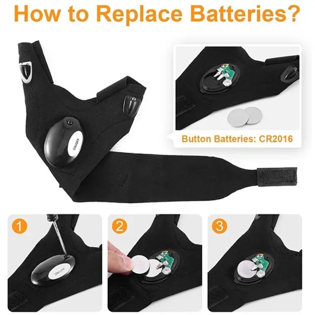 Summer Outdoor Fishing Cotton Adjustable Wrist Strap Fishing Gloves LED flashlight gloves