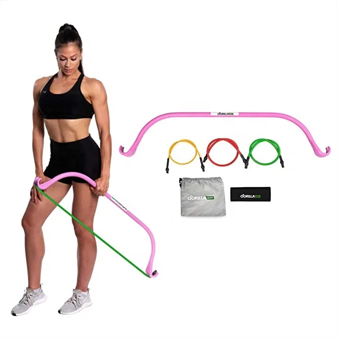Wellshow Sport Portable Bow Resistance Band And Bar System Interval Kit For Travel Home Gym Fitness