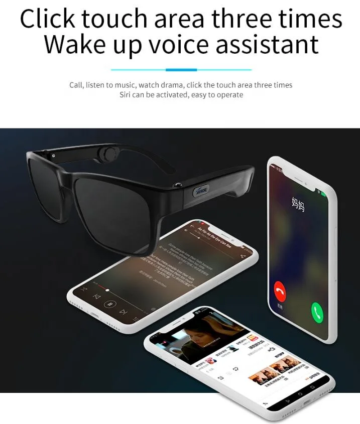 Newest Smart 2022 Best Mens Womens Smart Wireless 5.0 Bone Conduction Headphone Glasses Wireless Music Sunglasses for Fishing Su