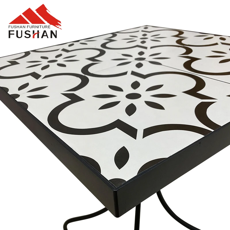 FUSHAN Outdoor Furniture Patio Square Coffee Dining Table Outdoor Ceramic Bistro Table For Aluminum Frame