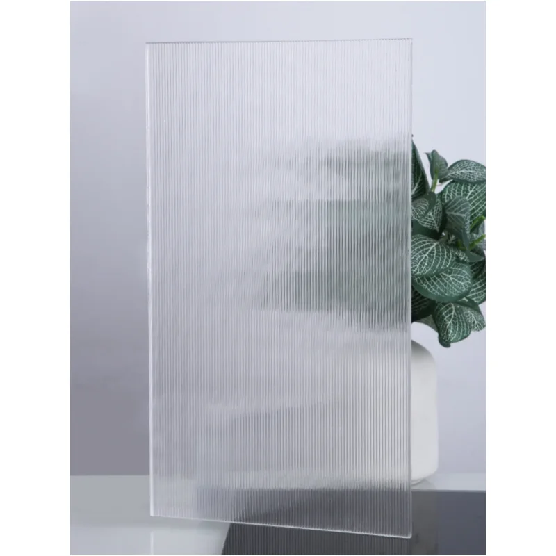 Corrugated texture Tempered Decorative Safety Craft Glass fluted lampwick glass for Partition