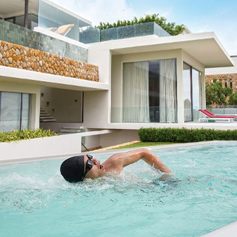 Family backyard 12 person hot tubs garden jet nozzle mini swimming pool fiberglass 8 meter swim spa