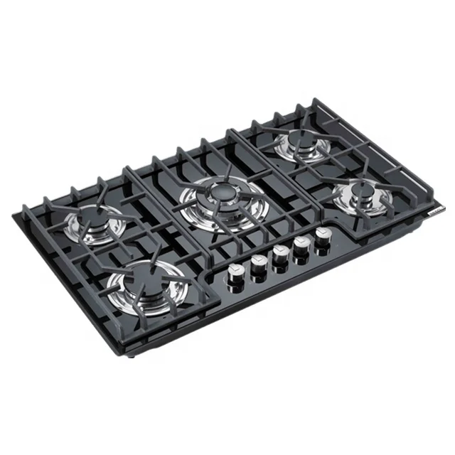 Black tempered glass built-in household gas stove