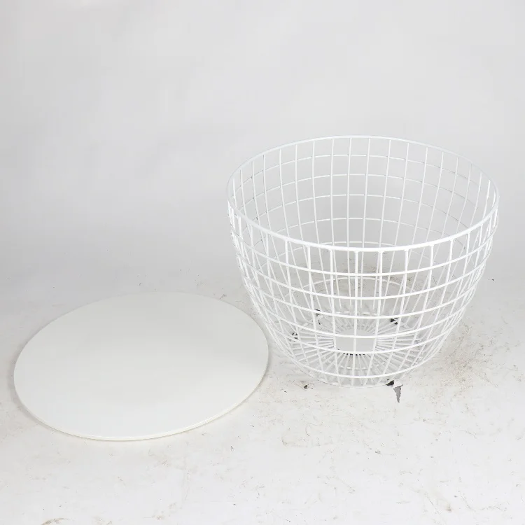 Durable fashion design white iron wire cage table for sale