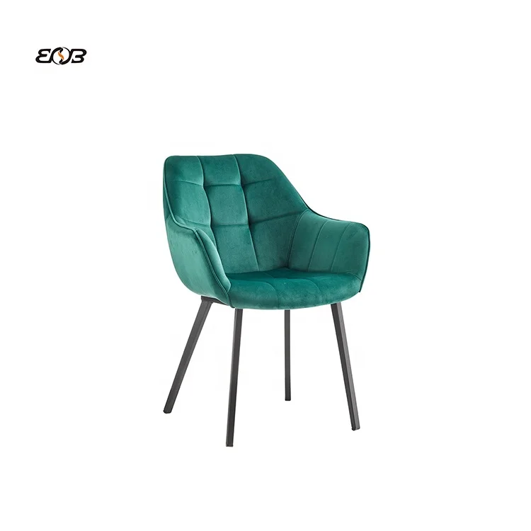 Hot sale restaurant furniture free samples modern simple colorful fabric / velvet dining chair with metal legs
