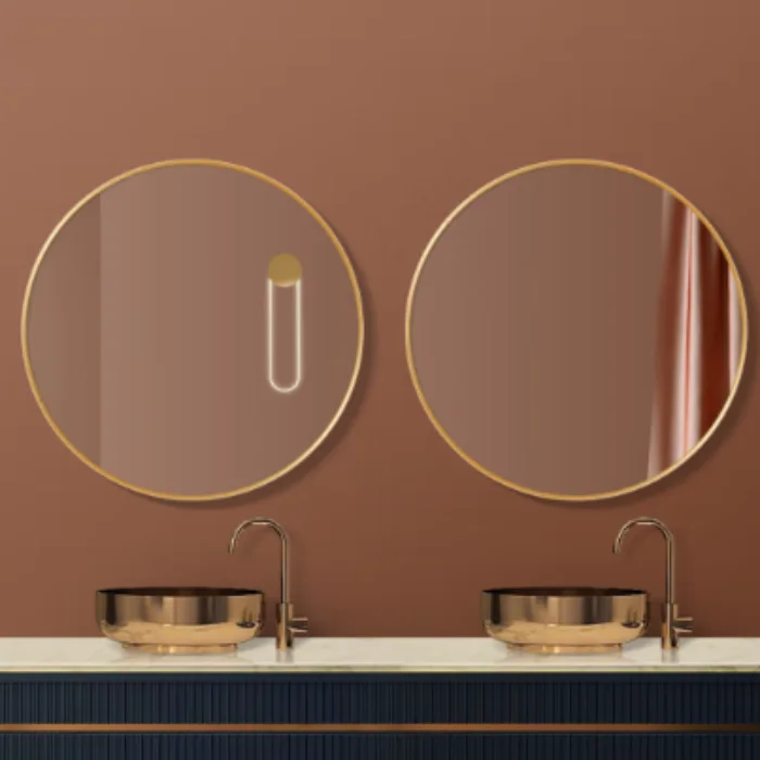 China Manufacturer Hot Selling Circular Round Gold Black Color Aluminum Alloy Frame Bathroom Shower Decorative Wall Mirror