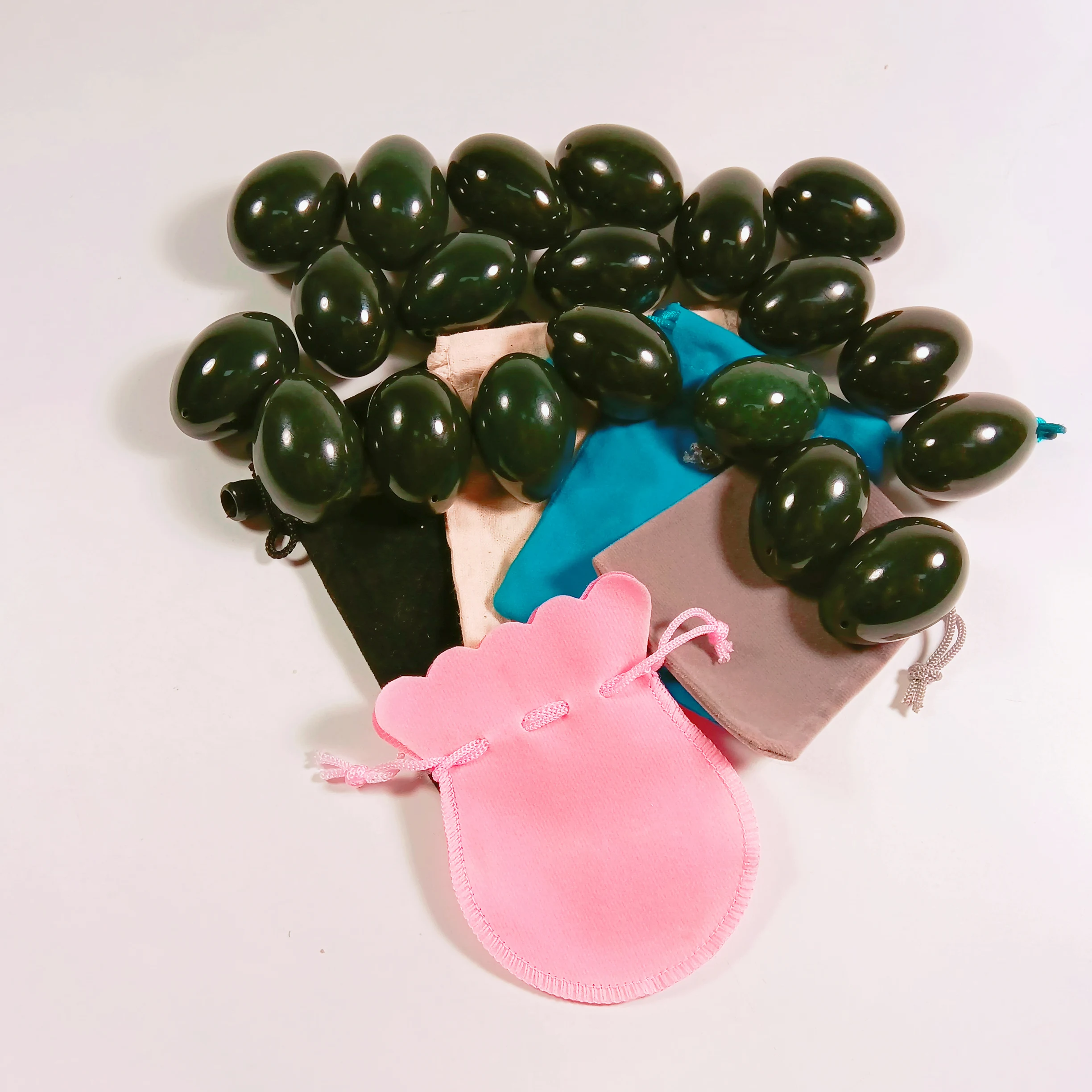 100% Natural nephrite jade egg Flat Back Oval Cabochon Loose Gemstones for Jewelry