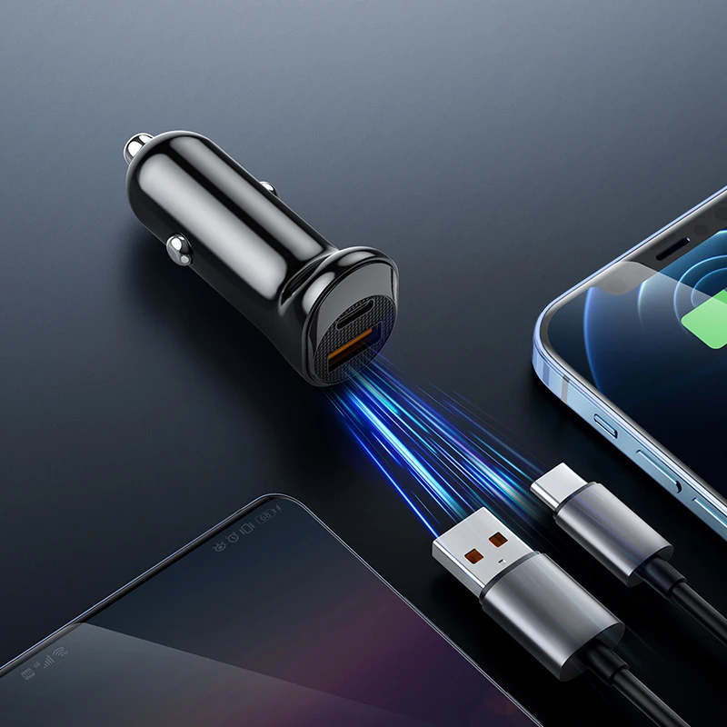 2022 New Product Usb18W & Pd20W With Package Car Charger 20W Type-C Quick Car Charger