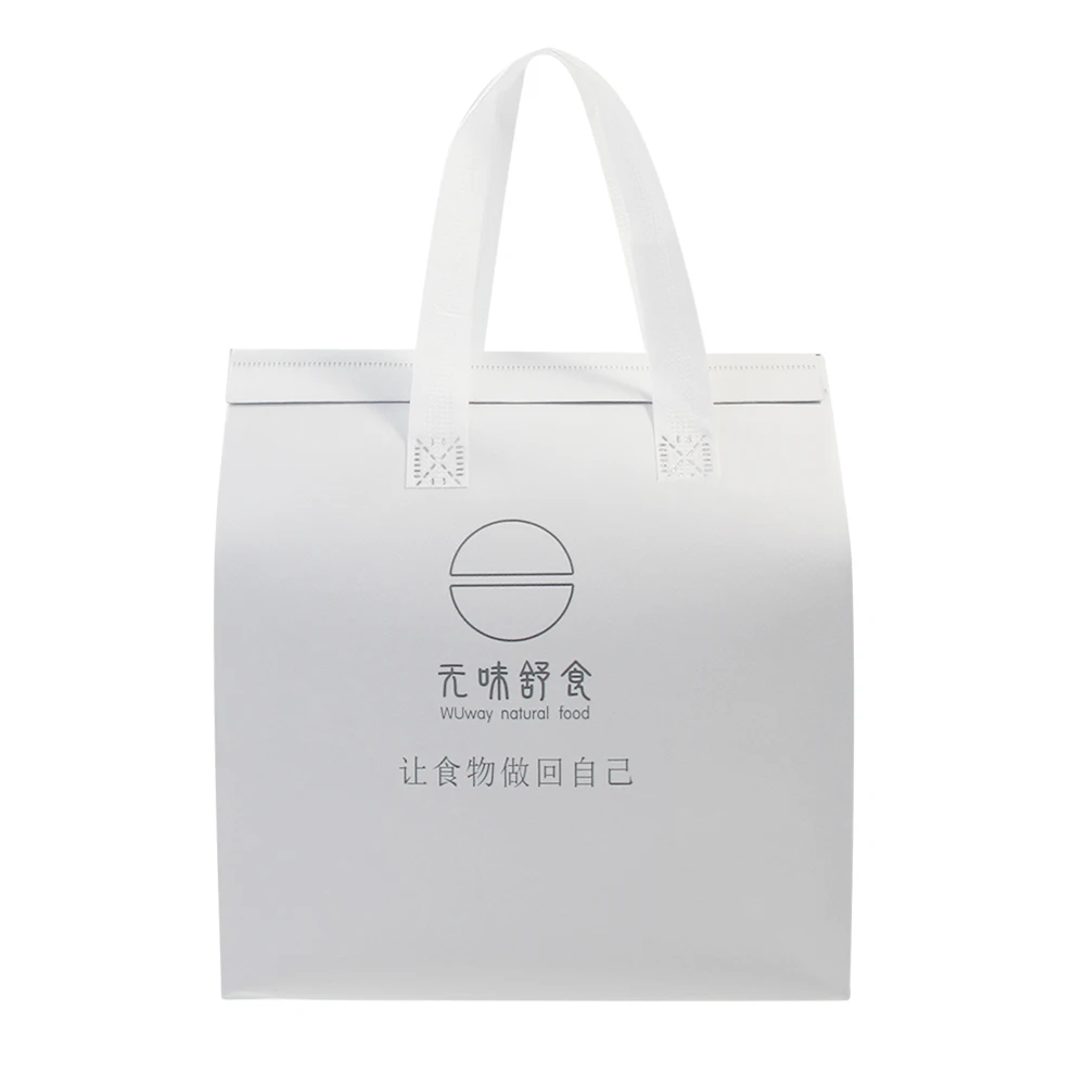 Wholesale Dessert Beverage Restaurant Takeout Waterproof Non-Woven White Sold Cooler Bag With Handle