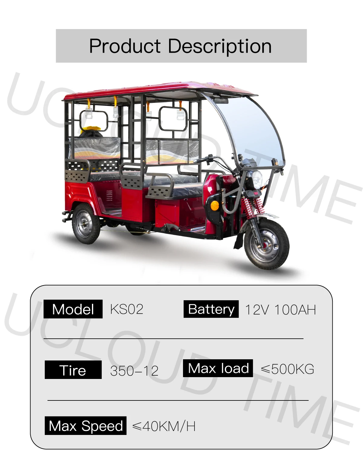 Motor System Scooter Electric Tricycle 900W 60V100AH Powerful Motorcycle Three wheel