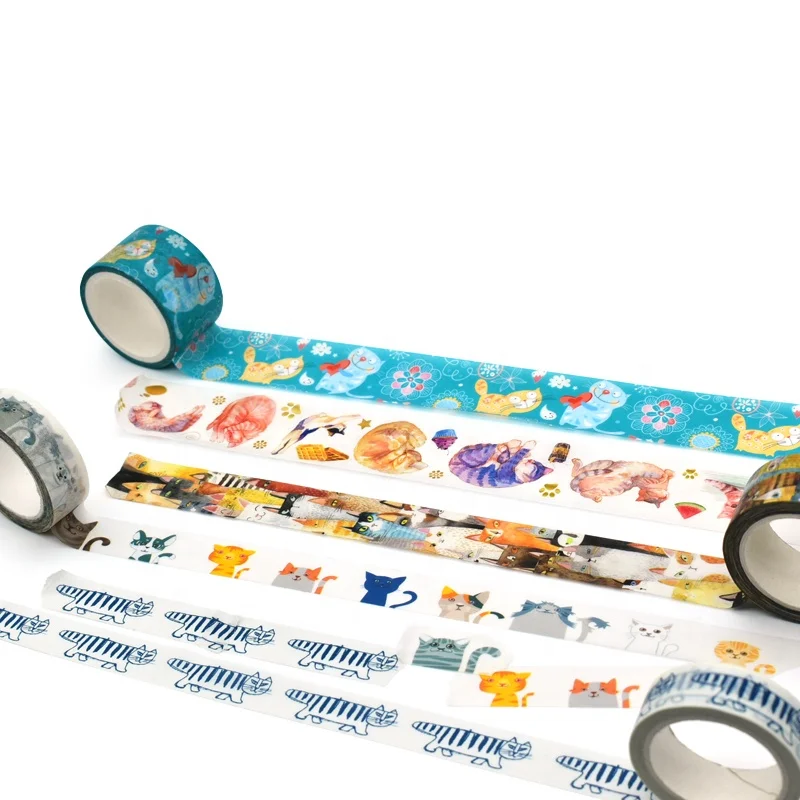 Best Selling Washi tape Custom Printed Cute Cats Paper Sticker For Scrapbooking Gift Packing