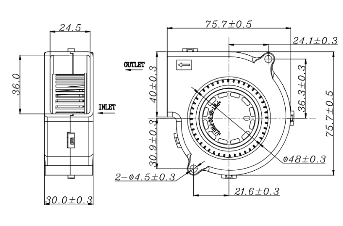 YCCFAN 75x75x30mm YBD7530B12F 12v 5000rpm 17.36cfm  blower fan