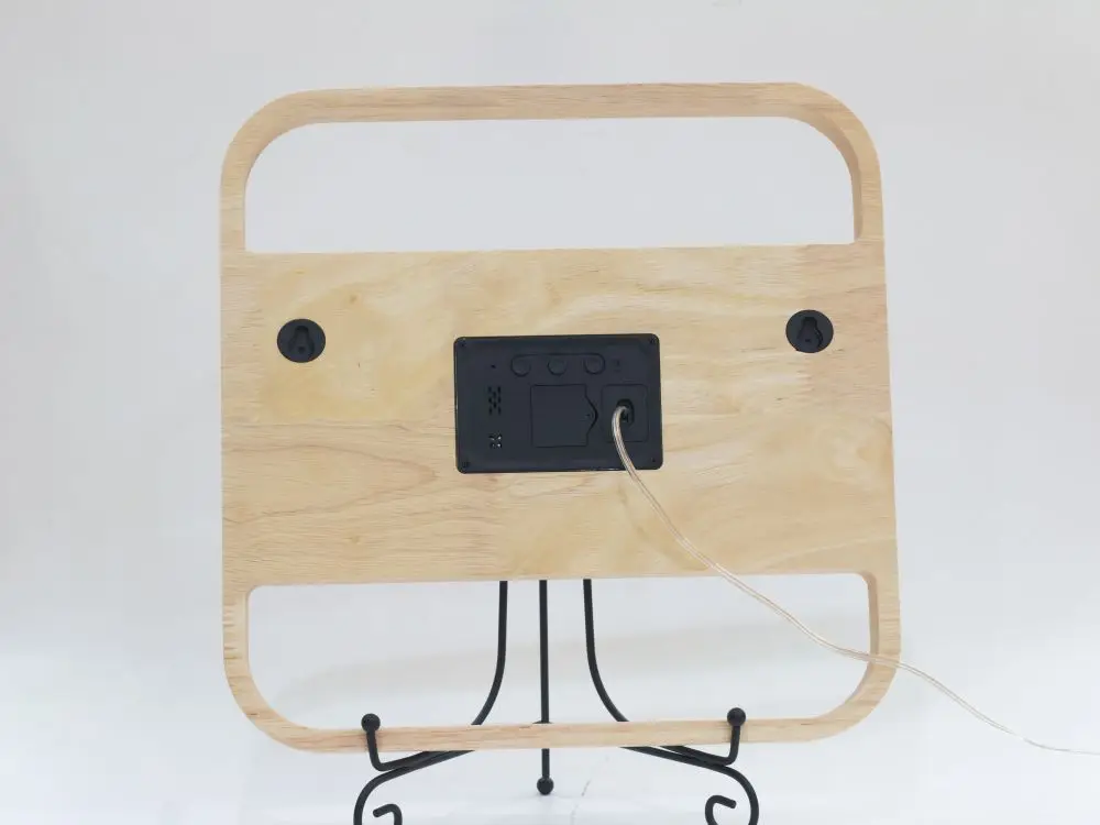 2024 12 Inch Home Bedroom Living Room Kitchen Office LED Wooden Digital Wall Calendar Clock  ET5068