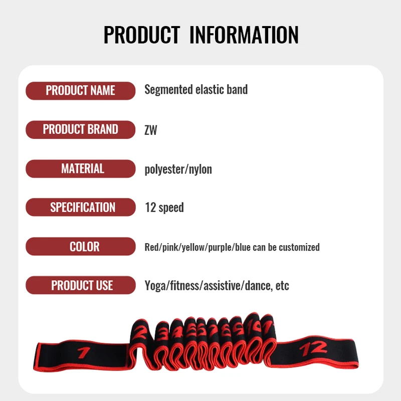 12 8 9 10 Loops Elastic Yoga fitness bands Nylon Gym Equipment with Sport Pullups Fabric Material for Waist Trainer & Yoga Mat