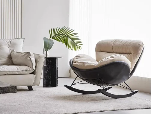 XINSHIYI Manufacture Nordic Minimalist Style Half Dome Shaped Indoor Swing Chair Living Room Rocking Reclining Chair