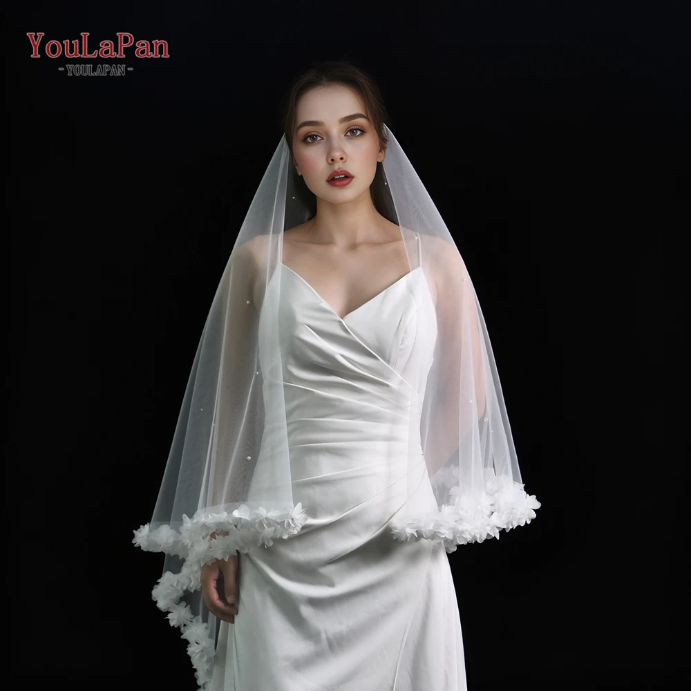 Youlapan V255 R Fresh And Elegant Mesh Flower Border Suitable For Bridal Wedding Studio Photo Shoot A Blush Veil With Comb