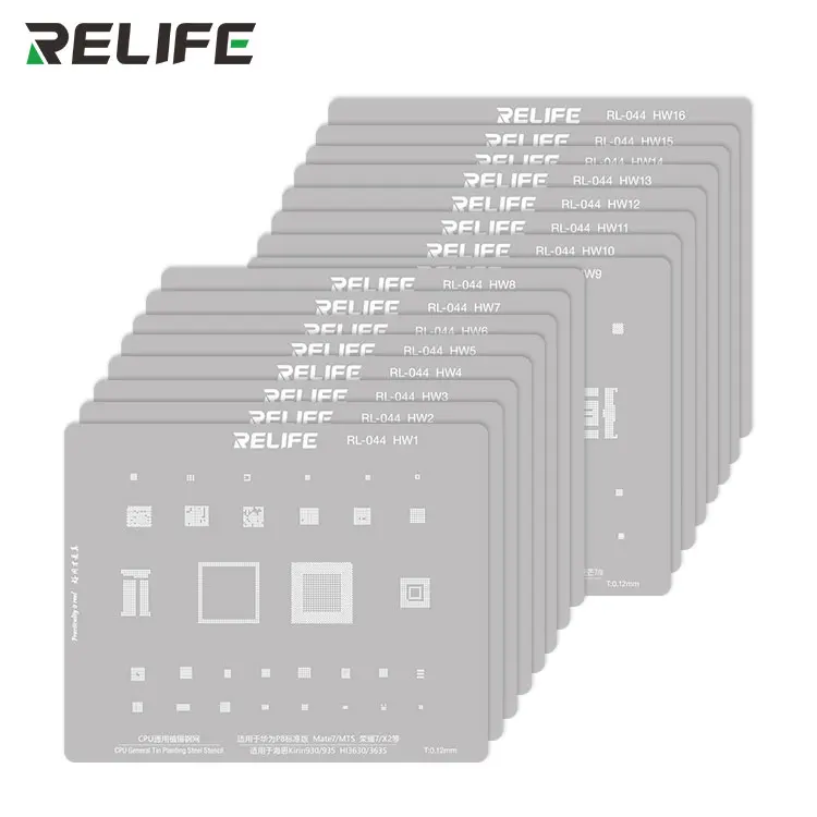 RELIFE RL-044 HW Series CPU Integrated Steel Stencil Set/16 pieces For Mobile Phone Repair