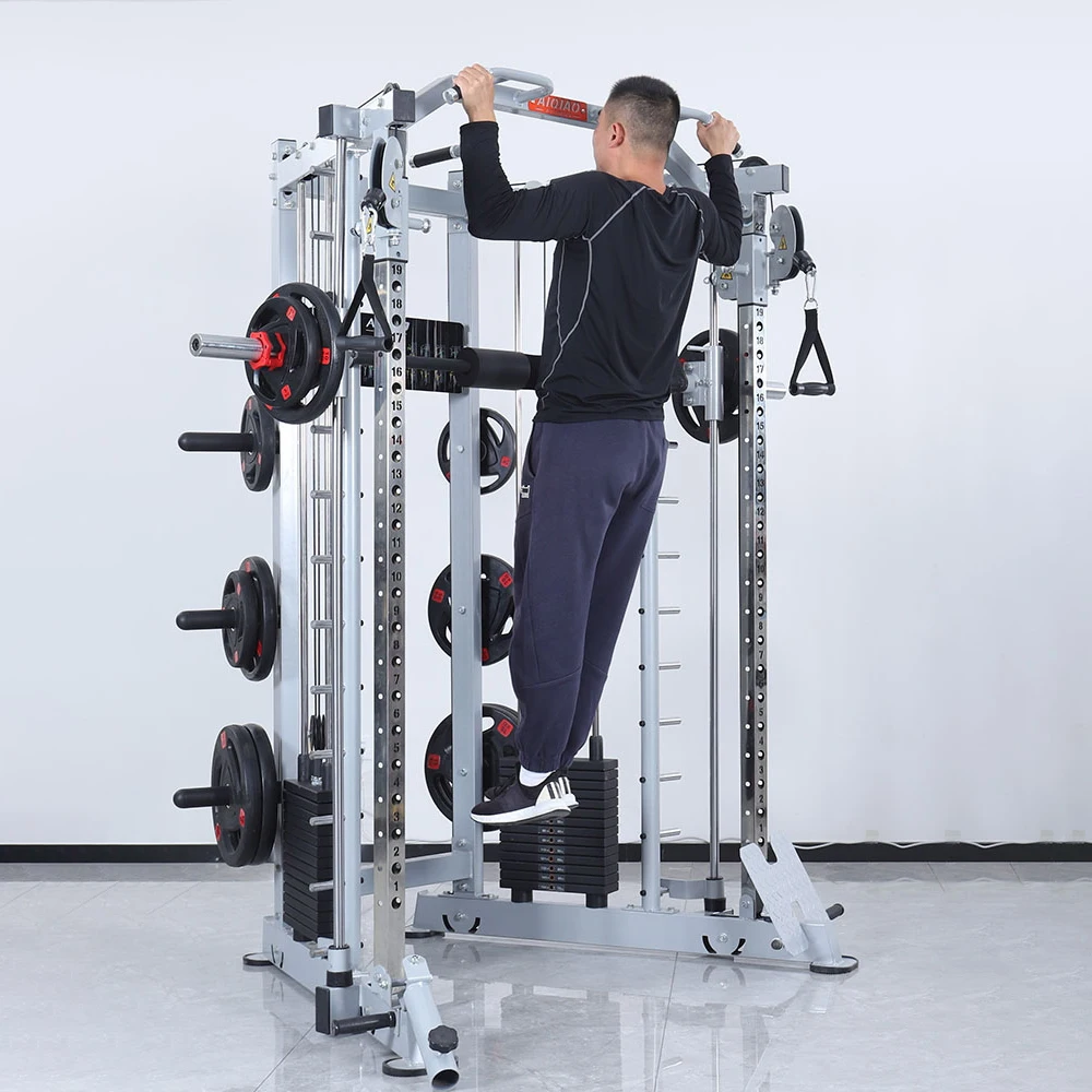 Gym Fitness Equipment Multi Functional Trainer Cable Machine All In One Smith Machine Station Half Cage Power Rack
