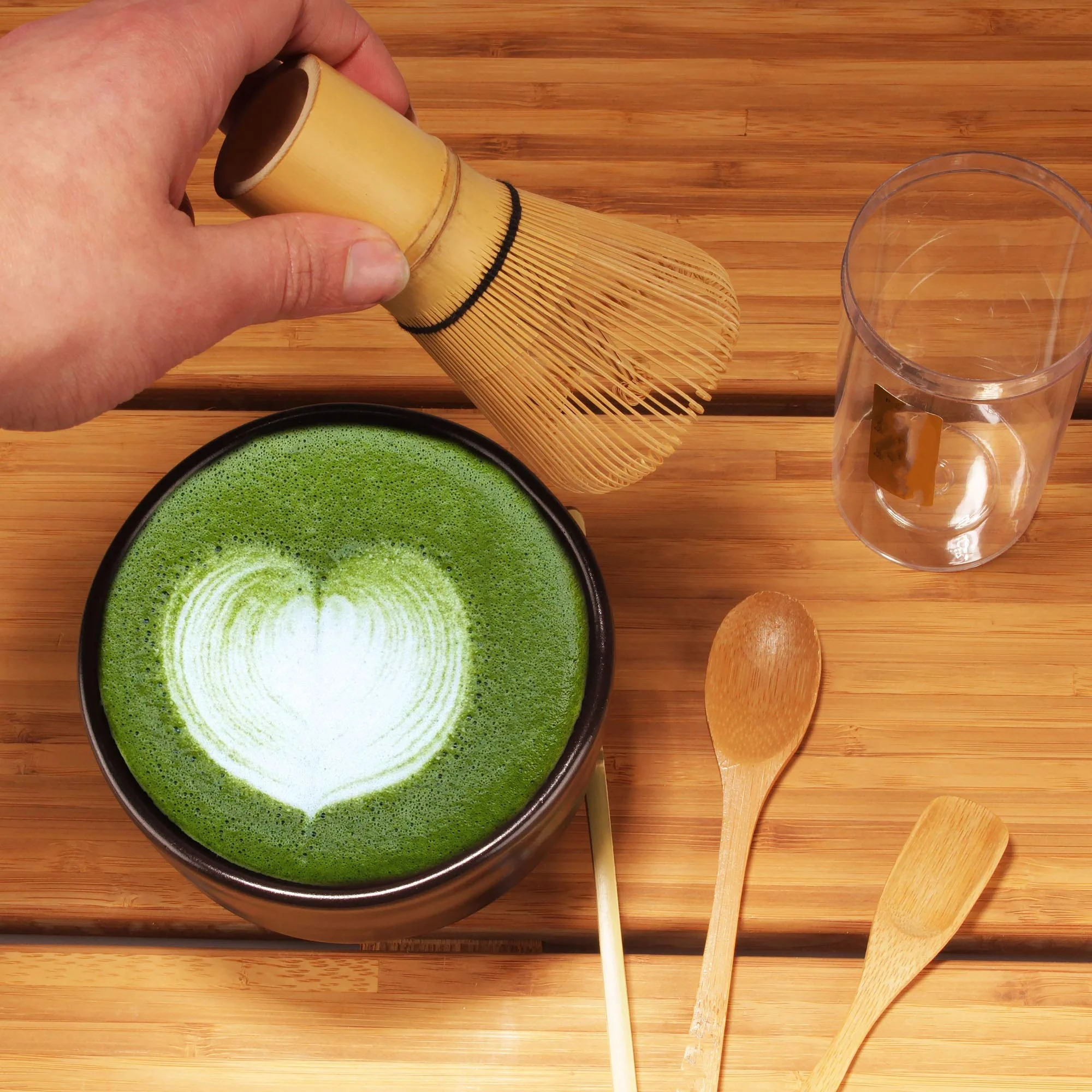 Handmade Japanese Matcha Ceremonial Bamboo Traditional Customized Matcha Tea Whisk and Ceramic Bowl Set