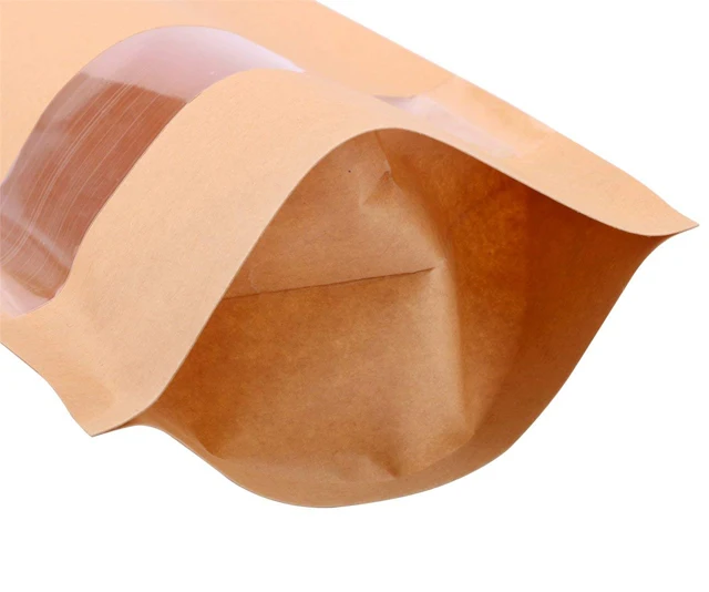 Heat Sealed Recyclable Brown Kraft Paper Pouch Paper Gift Bag Paper Bags and Box for Clothing Jewelry Packaging