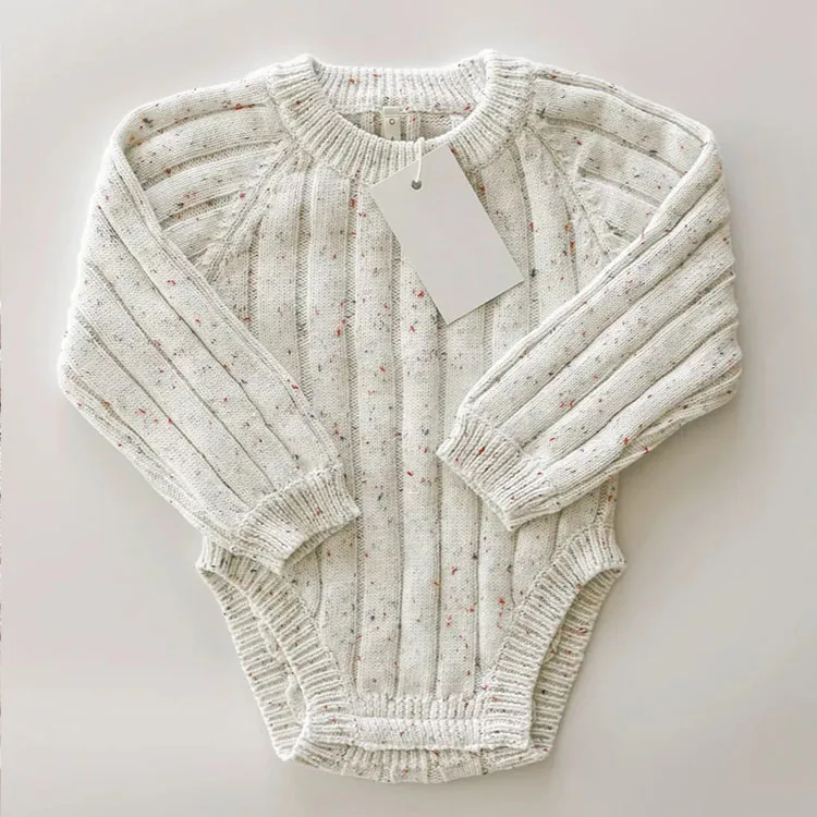 2023 wholesale organic cotton sprinkle wide ribbed baby knitted bodysuit onesie clothes for newborn