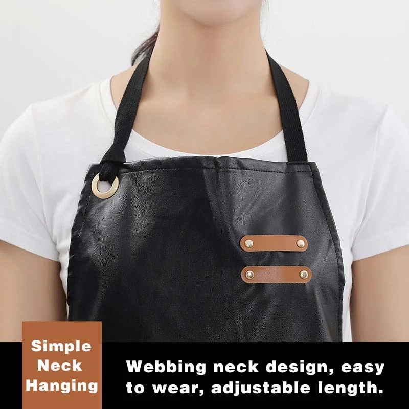 Custom Fashion Waterproof Coffee Bar Barista Full Bib Apron with Webbing Strap