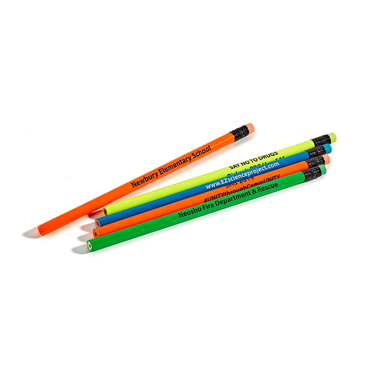 Bulk Wooden Standard Colored Pencils With Customized Lead Eraser Topper Logo Colour For School Hotel