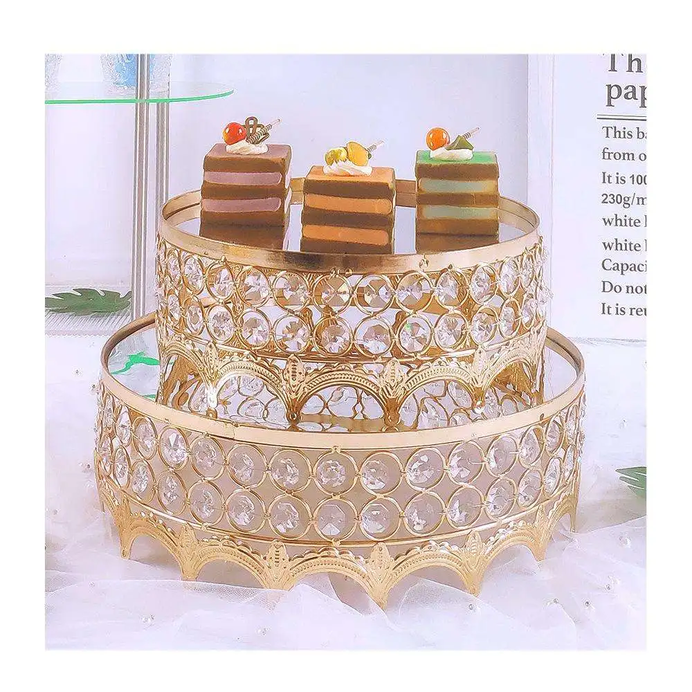 RU Gold Mirror Metal Cake Stand Round Cupcake Wedding Birthday Party Dessert Pedestal Display Plate Home