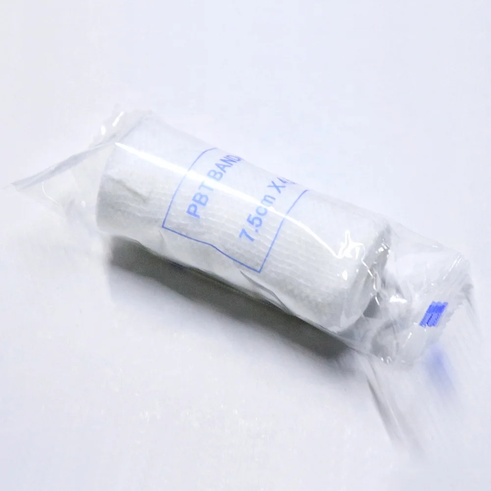 Medical white color polyester PBT elastic bandage elastic gauze bandage