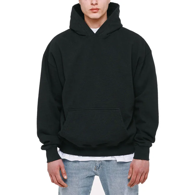 high quality 400gsm oversized no string french terry pullover hoodie heavyweight cotton blank hoodie