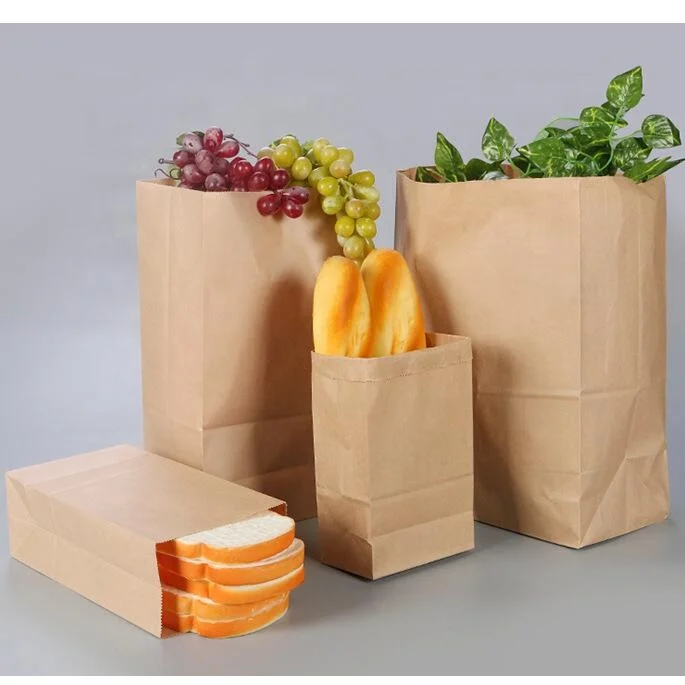 take away kraft paper bag for fruit vegetable bread packaging