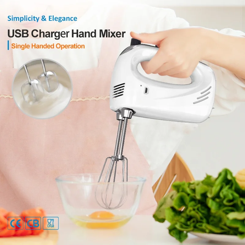 Миниатюрный перезаряжаемый портативный беспроводной ручной Электрический Ручной смеситель для взбивания яиц со скоростью регулирования