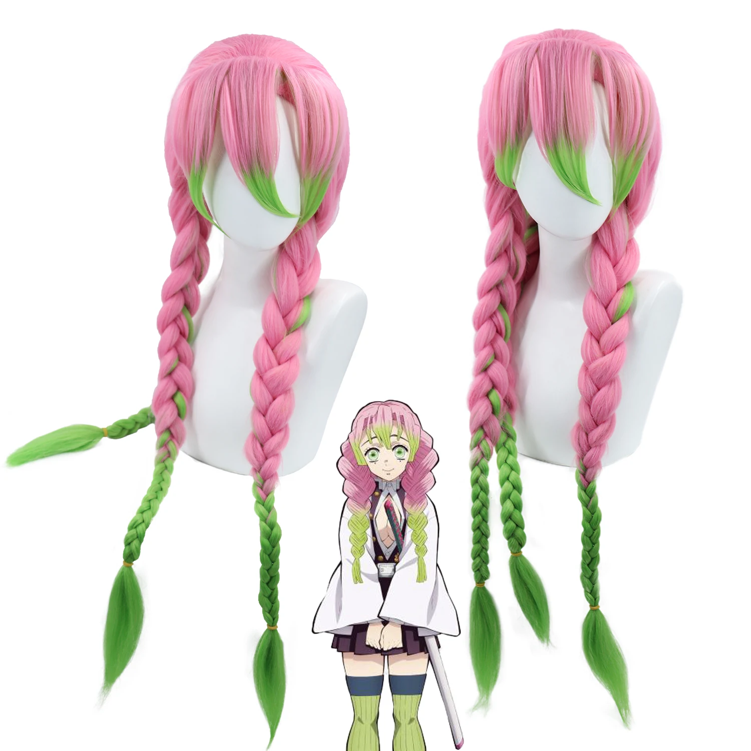 
Лидер продаж, парики для женщин, рассекающие демонов, Kanroji Mitsuri kimetsu no yaiba, длинные парики для влюбленных, парики для косплея 