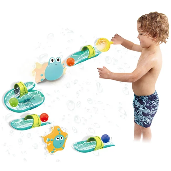 
DIY waterfall slide kit kids bath shower toy marine animals interesting bathroom toys with color box 