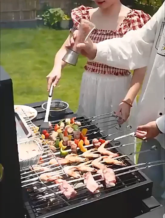 Brenu charcoal grill in black new designed suitcase barbecue camping commercial bbq round with fan portable