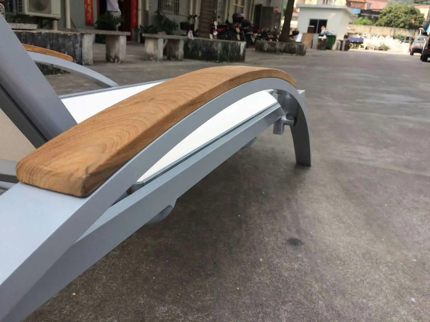 outdoor furniture sun lounge chair teak wood armrest outdoor chaise lounge hotel pool swimming poolside lounger chairs