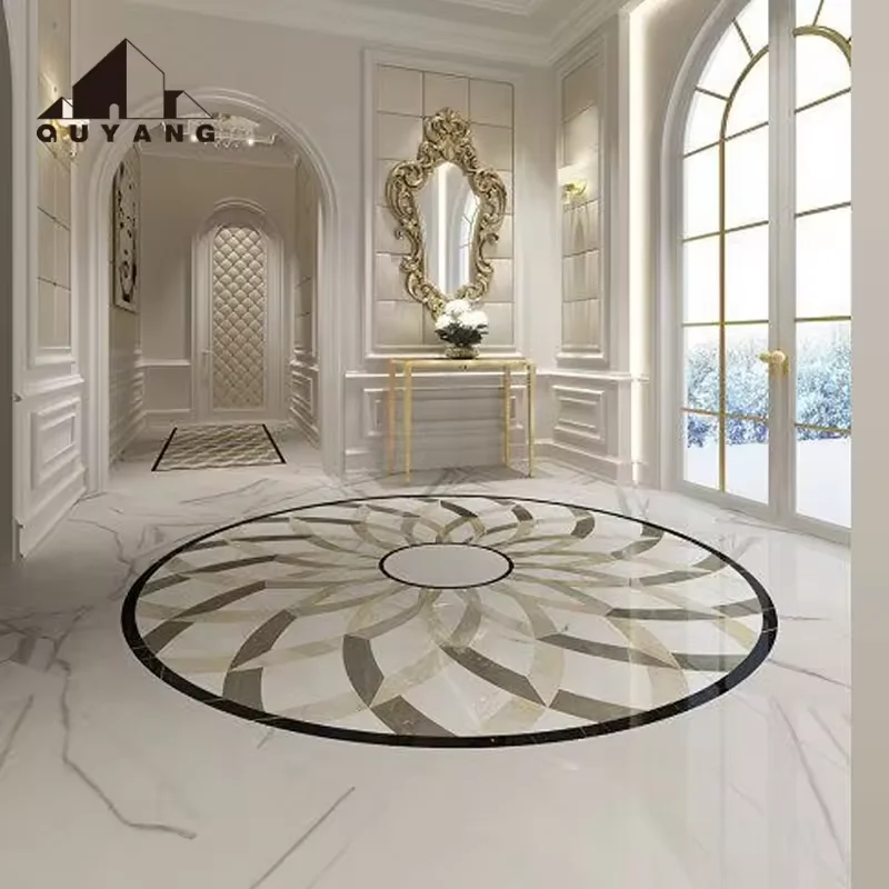 Natural Waterjet Medallion Floor Tiles Customized Luxury Hall Lobby Interior Decoration Marble For Hotel Villa