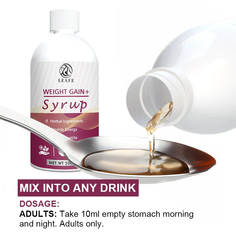 Private Label Healthy appetite booster liquid drink syrup effective weight gain syrup supplements