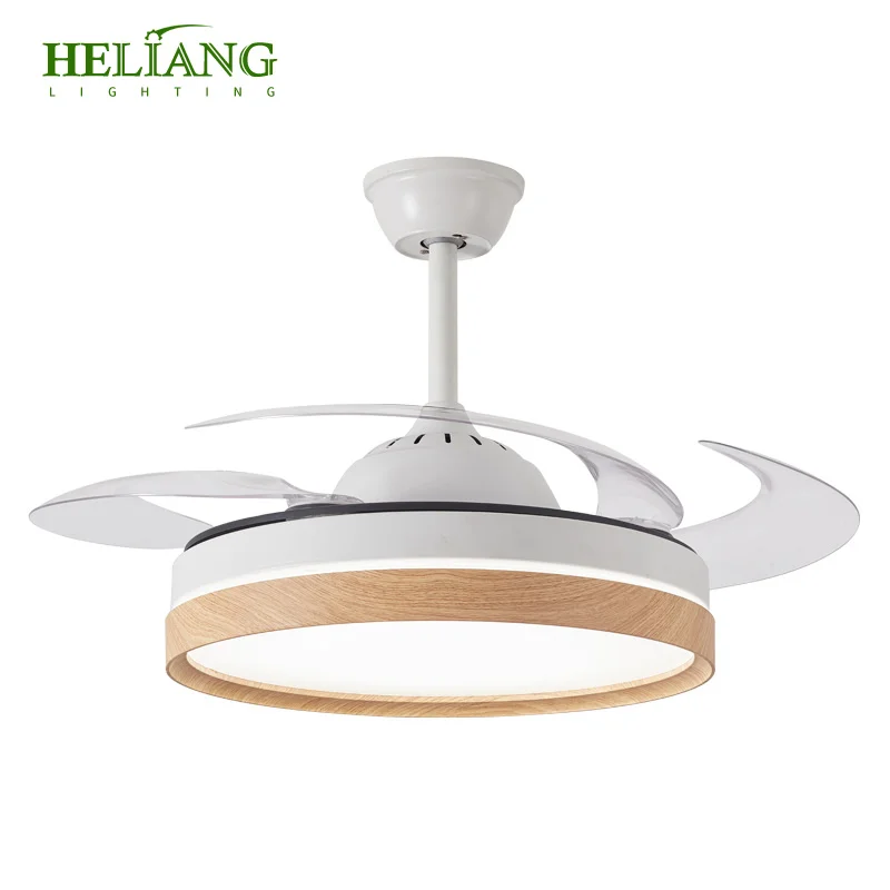 Modern Ceiling Fan with Light Kit Remote Control Led Warm White Lamp Lighting and Circuitry Design Bedroom Heliang 1-year 50000
