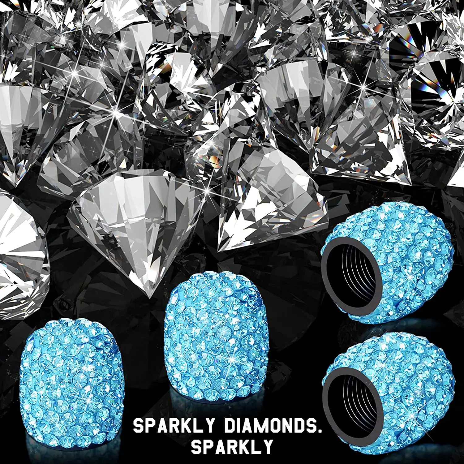 Colorful Handmade Crystal Rhinestone Car Tire Cover Chrome-plated Attractive Auto Parts Valve Stem