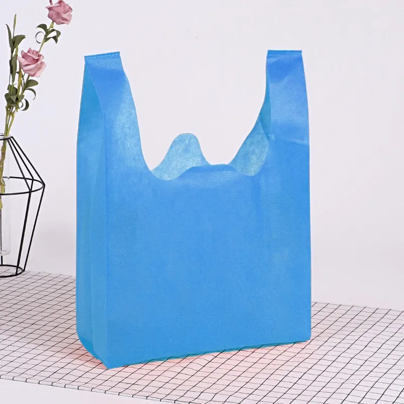 Custom logo eco friendly supermarket grocery carry packaging foldable reusable recycled pp nonwoven fabric shopping tote bag
