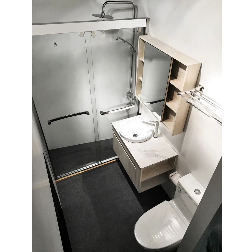 Customized 8mm Shower Unit With Tempered Glass Shower Door Bathroom Cabinet All In One Modern Hotel Bathroom Design