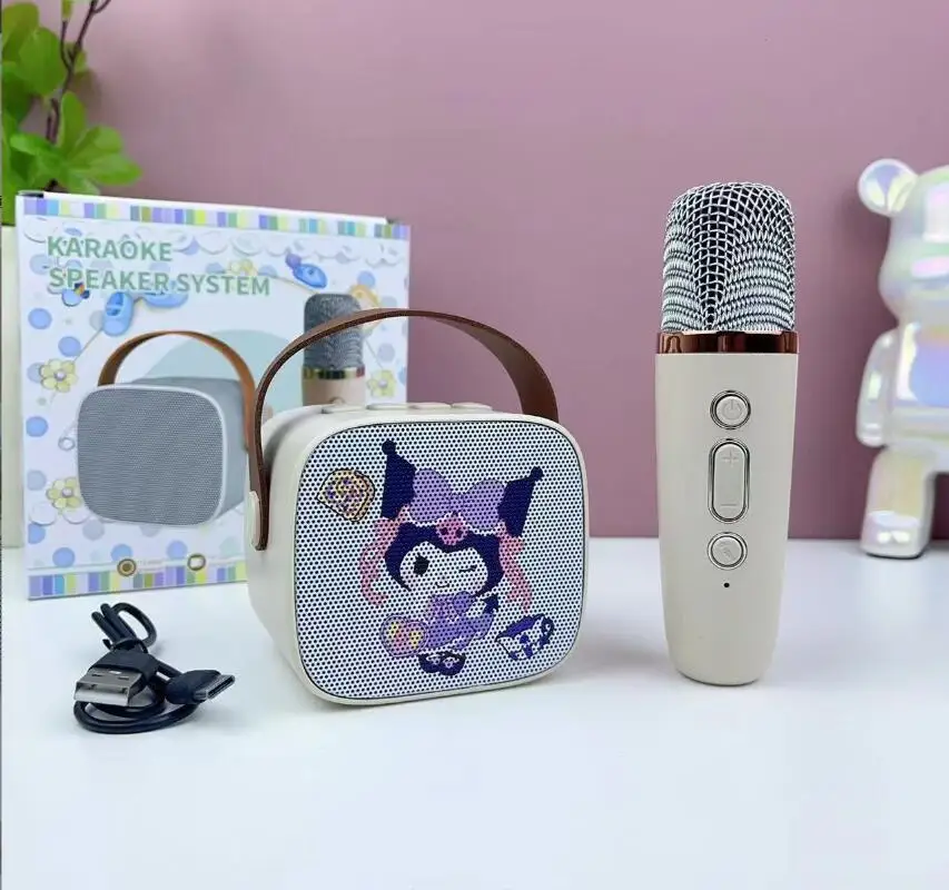 XUX Cartoon Kuromi Cinnamoroll Wireless Sing Speaker System Kawaii Melody Kids Singing Speaker Toys with one Microphone